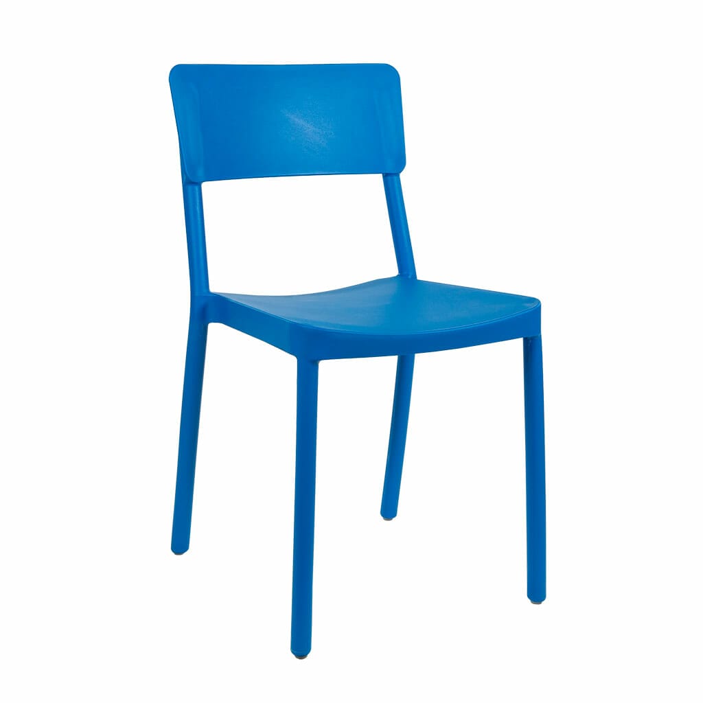 blue stacking chairs