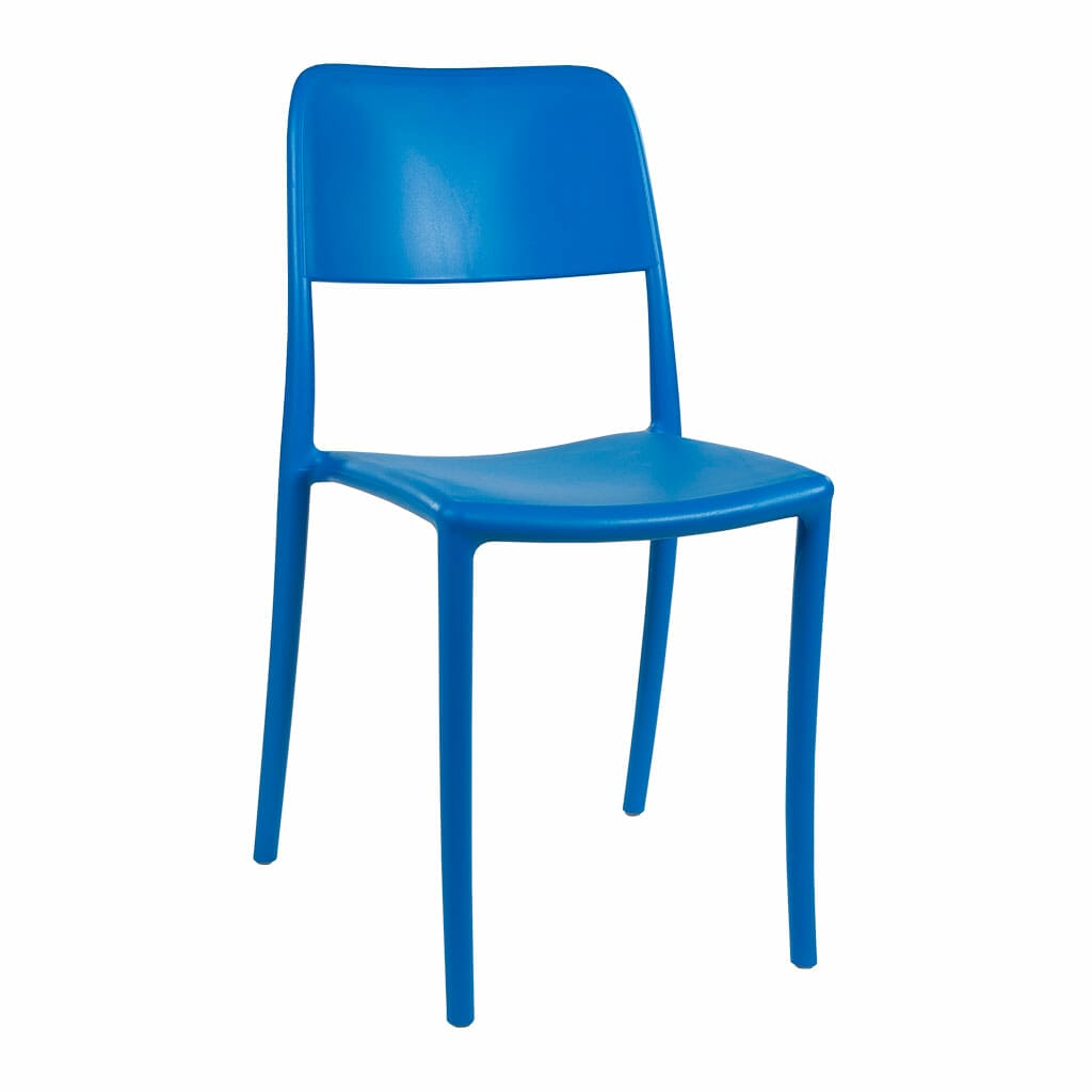 blue stacking chairs