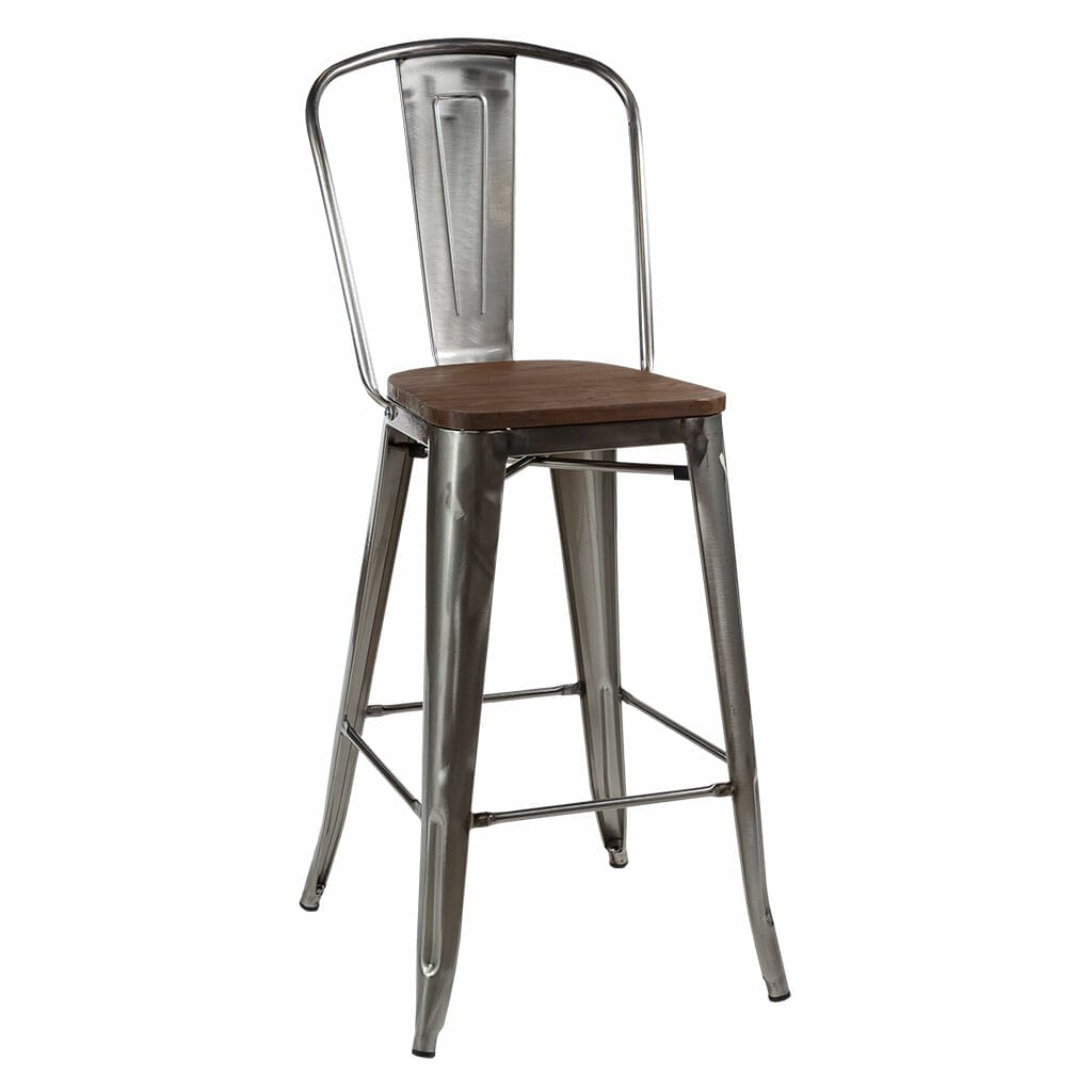 metal and wood bar stools with backs