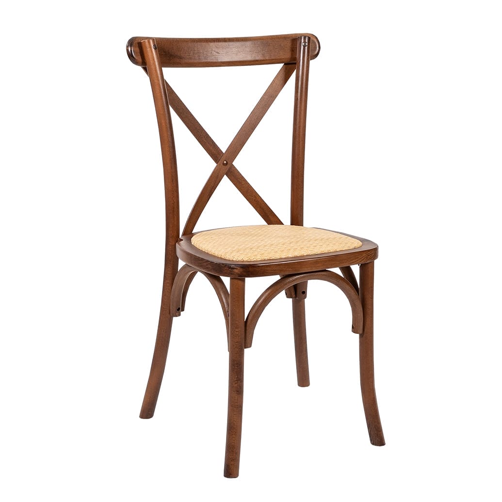 French Provincial Cross Back Dining Chair Walnut or Natural