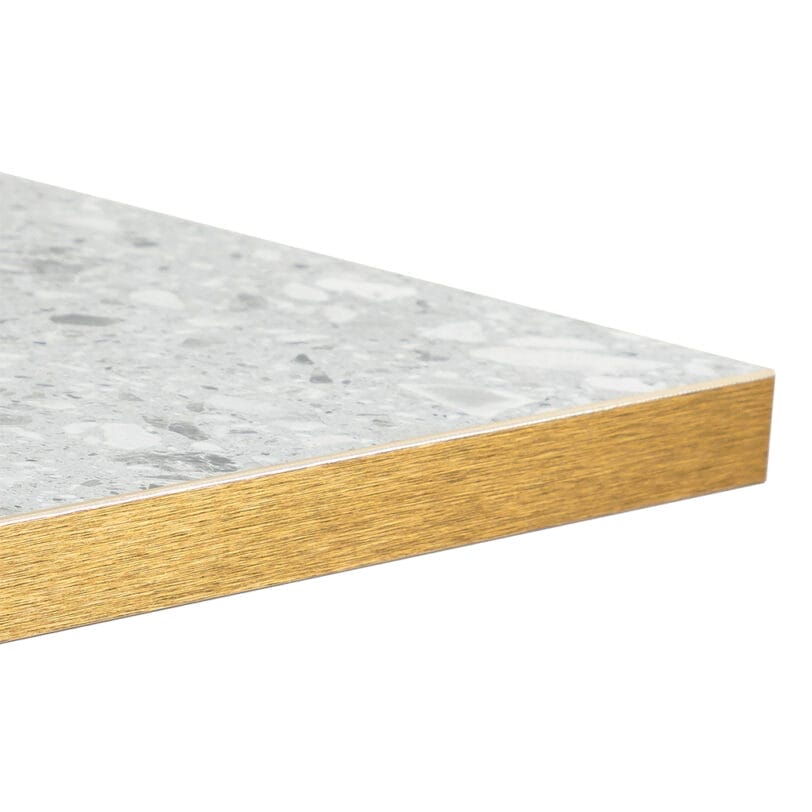 Square Ciro Melamine Table Top, Grey Terrazzo with Gold Edge ...